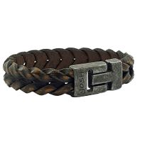 JOSH 24941-BRA-VB-BR Armband leder bruin-vintage zwart 15 mm