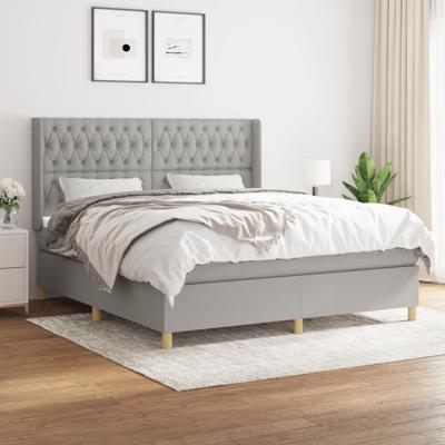 Boxspring met matras stof lichtgrijs 180x200 cm