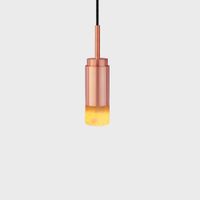 Anour Donya Onyx Cylinder Hanglamp - Amberkleurige kap - Geborsteld koper - thumbnail