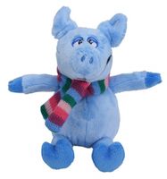 Tender Toys knuffelvarken met sjaal 19 cm blauw - thumbnail