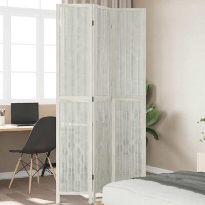 Kamerscherm met 3 panelen massief paulowniahout wit
