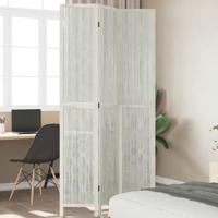 Kamerscherm met 3 panelen massief paulowniahout wit