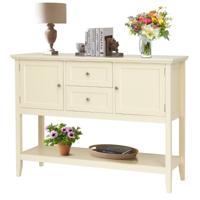 Consoletafel Haltafel met 2 Laden en Kasten Buffettafel Bijzettafel Hout Sideboard Eetcommode voor Woonkamer Hal Kantoor