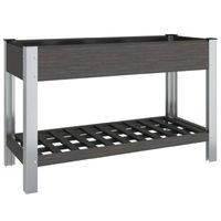 vidaXL Plantenbak verhoogd met schap 120x50x75 cm HKC grijs