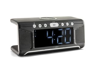 Wekkerradio met Draadloze Oplader en Dual Alarm - Digitale Wekker met FM-radio - Wit Display (HCG008Q)