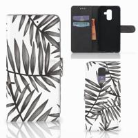 Samsung Galaxy A6 Plus 2018 Hoesje Leaves Grey | Portemonnee hoesje