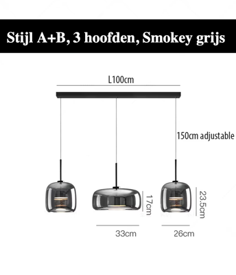 LumiGlow - Elegante Glassteen Hanglamp met LED-verlichting