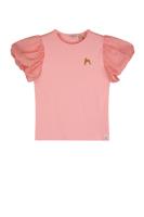 NoNo Zomer t-shirt meisjes Roze - voile ballon korte mouw - Kaya