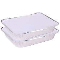 Elite Meal prep bewaar bakjes - Aluminium - 2x - 33 x 25 x 5 cm - met deksel