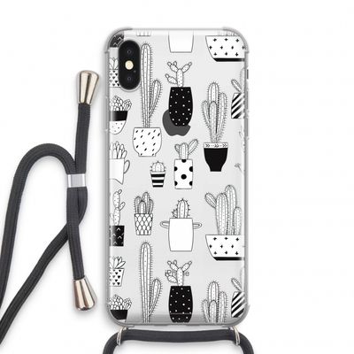Cactusmotief: iPhone XS Transparant Hoesje met koord