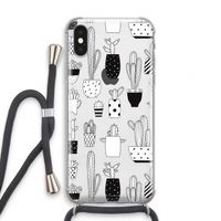 Cactusmotief: iPhone XS Transparant Hoesje met koord