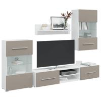 5-delige Tv-meubels met LED-verlichting bewerkt hout steengrijs