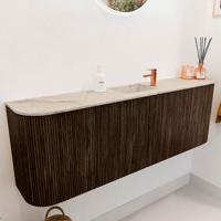 Toiletmeubel Mondiaz Joya Dlux | 123.2 cm | Meubelkleur Walnut | Faye wastafel Frappe Wasbak Midden | 1 kraangat