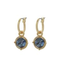 Biba Hang Oorbellen Goud met Swarovski Steentje Denim Blue