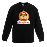 Kersttrui Merry Christmas hond kerstbal zwart kinderen Kersttrui Merry Christmas hond kerstbal zwart kinderen