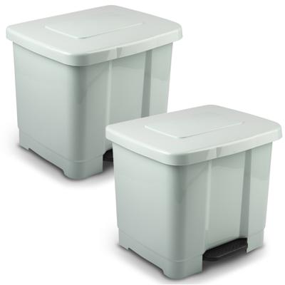 Vuilnisbak/pedaalemmer - 2-vaks - mintgroen - 35 liter - 43 x 38 x 38 cm - kunststof