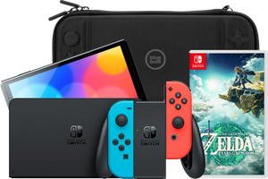 Nintendo Switch OLED Rood/Blauw + Zelda: Tears of the Kingdom + BlueBuilt Beschermhoes