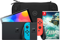 Nintendo Switch OLED Rood/Blauw + Zelda: Tears of the Kingdom + BlueBuilt Beschermhoes - thumbnail