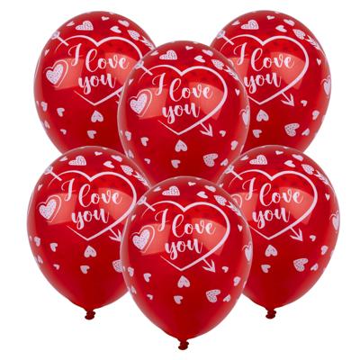 Valentijn ballonen set - 12x - I Love You - latex - 30 cm
