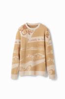 Jacquard trui met auto - BROWN - XL