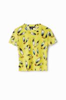 Slim fit T-shirt van tule - YELLOW - XS