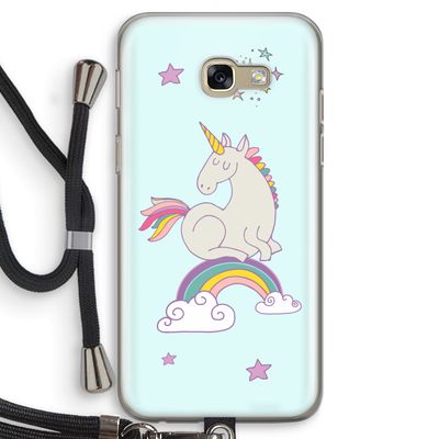 Regenboog eenhoorn: Samsung Galaxy A5 (2017) Transparant Hoesje met koord