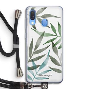 Tropical watercolor leaves: Samsung Galaxy A40 Transparant Hoesje met koord