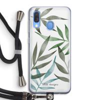 Tropical watercolor leaves: Samsung Galaxy A40 Transparant Hoesje met koord - thumbnail