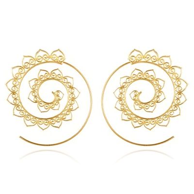 Spiraal Oorstekers Rond Dames Goudkleurig