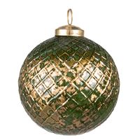 HAES DECO - Kerstbal Ø 10x10 cm - Groen - Kerstversiering, Kerstdecoratie, Decoratie Hanger, Kerstboomversiering - thumbnail
