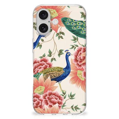 TPU Hoesje voor iPhone 16 Pink Peacock TPU Hoesje voor iPhone 16 Pink Peacock