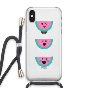 Smiley watermeloen: iPhone X Transparant Hoesje met koord