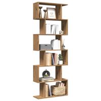 Kamerscherm / boekenkast 6-laags 70x24x193 cm hout artisanaal