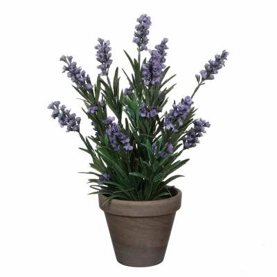 Kunstplant Lavendula/lavendel - groen/paars - D22 x H33 cm - kamerplant - kunstbloemen