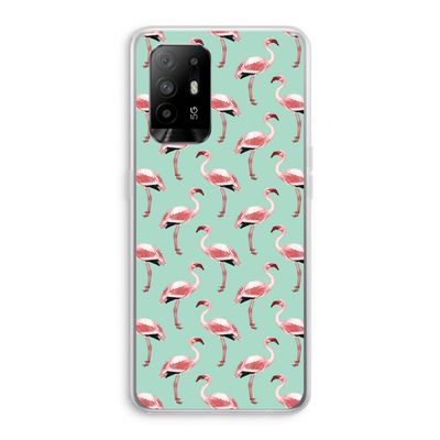 Flamingoprint groen: Oppo A95 5G Transparant Hoesje