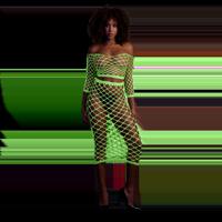 Ouch! by Shots Langsleeve Crop Top en Lange Rok - One Size - Neon Groen