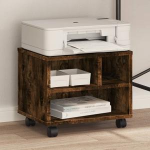 VidaXL Printerkastje met wielen 41x32x34,5 cm gerookt eikenkleurig
