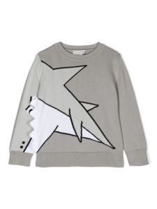 Stella McCartney Kids pull à motif requin en intarsia - Gris