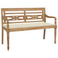 Bank Batavia met crèmekleurig kussen 120 cm massief teakhout