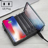 i9 50W 6 USB-poorten + 2 USB-C/type-C-poorten + multifunctionele oplader voor draadloos opladen met LED-display & afneembare bezel US-stekker