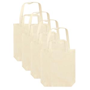 Canvas tas met dubbel hengsel - 4x - beige - 38 x 42 cm- Katoen - Boodschappen draagtas/shopper