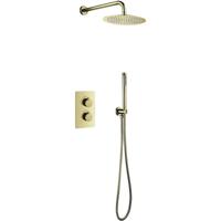 Inbouw Thermostatische Regendoucheset - Leoni - Regendouchekop 25 cm - Geborsteld Goud - PVD Coating
