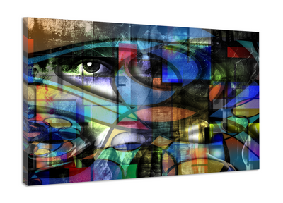 Karo-art Schilderij - Abstract modern, het oog , 3 maten , multikleur , Premium print Karo-art Schilderij - Abstract modern, het oog , 3 maten , multikleur , Premium print