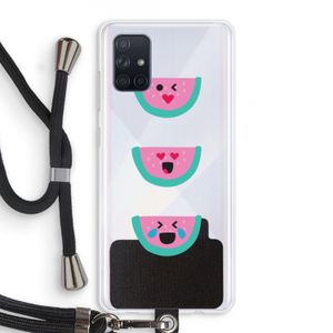 Smiley watermeloen: Samsung Galaxy A71 Transparant Hoesje met koord