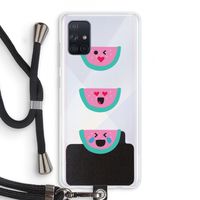 Smiley watermeloen: Samsung Galaxy A71 Transparant Hoesje met koord