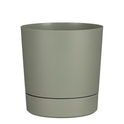 Mica Decorations Bloempot Coco - met onderschaal - olijfgroen - H37 x D35 cm - kunststof