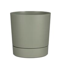 Mica Decorations Bloempot Coco - met onderschaal - olijfgroen - H37 x D35 cm - kunststof