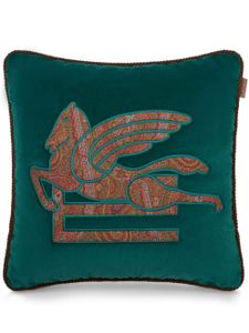 ETRO HOME coussin en velours à broderies Pegaso - Vert