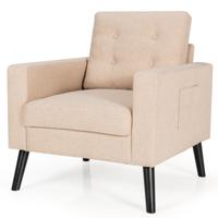 Fauteuil met 2 Zijzakken Oorfauteuil met Rugkussens Enkele Bank Gevoerd Relaxstoel Clubstoel Televisiestoel 75 x 81 x 86 cm