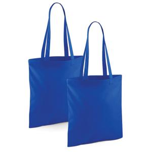 Draagtasje met hengsels - 2x - blauw - 42 x 38 cm - katoen - 10 liter - boodschappen - gymtas